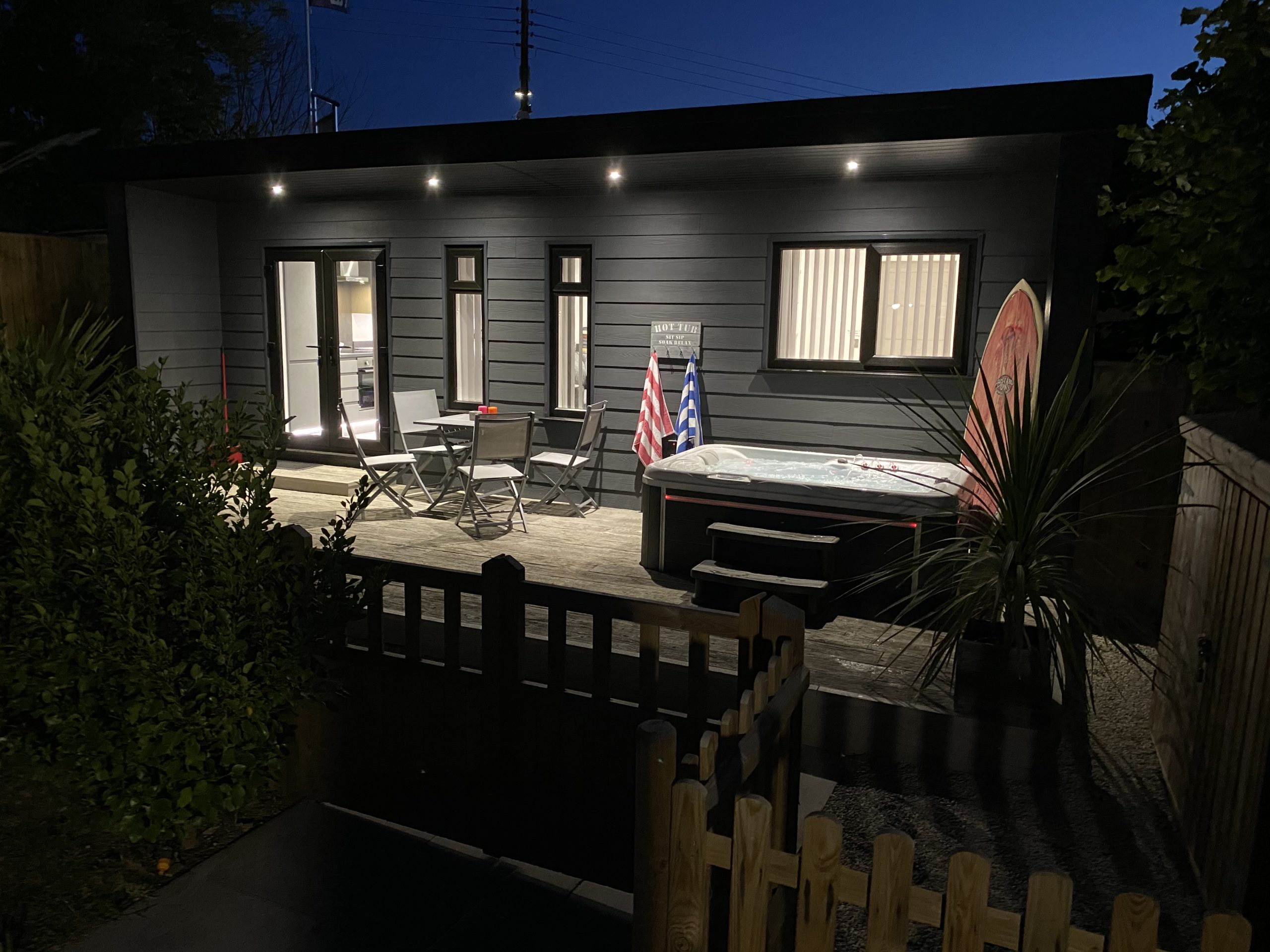 Torvale Cabin Front Night
